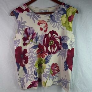 NWT SILK CLUB Women's SILK Blend Floral Knit Tank Top Size M Tan Career Office